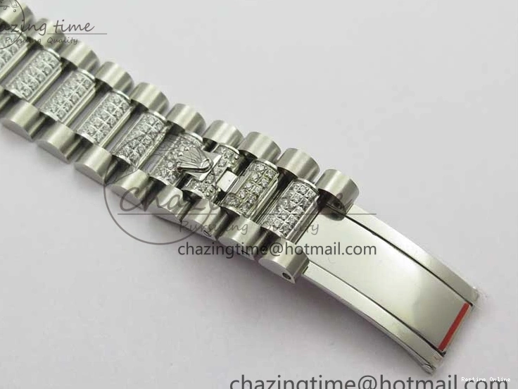 0516 Day-Date 36mm 128239 SS Crystal BP Best Edition White MOP Crystal Marker Dial on SS President Bracelet A MoistureWicking 2682
